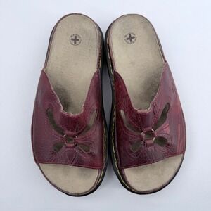 Dr Martens Vintage 90s Burgundy Leather Cutout Slide Sandals Women Size 8